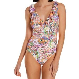 Lauren Ralph Lauren Majestic Paisley Tummy Control One Piece Lined Swimsuit 16